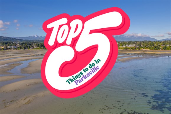 Top 5 graphics overlaid on a beach setting